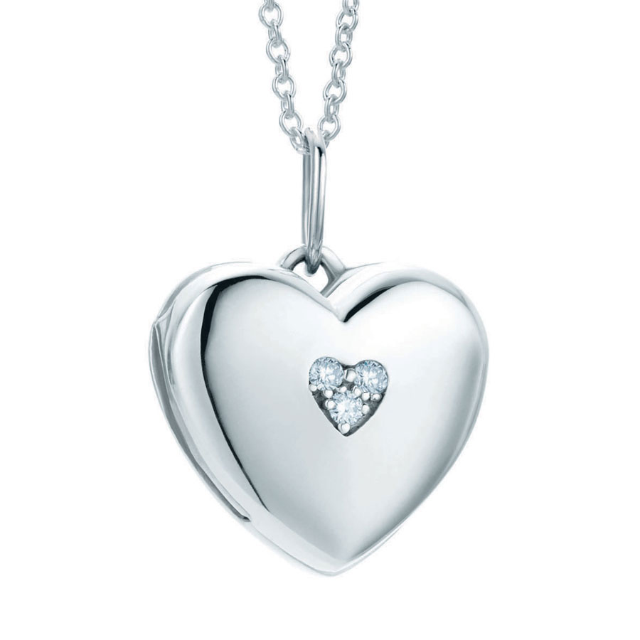 Tiffany Hearts® lockets with 'I Love You' inscription and diamond...