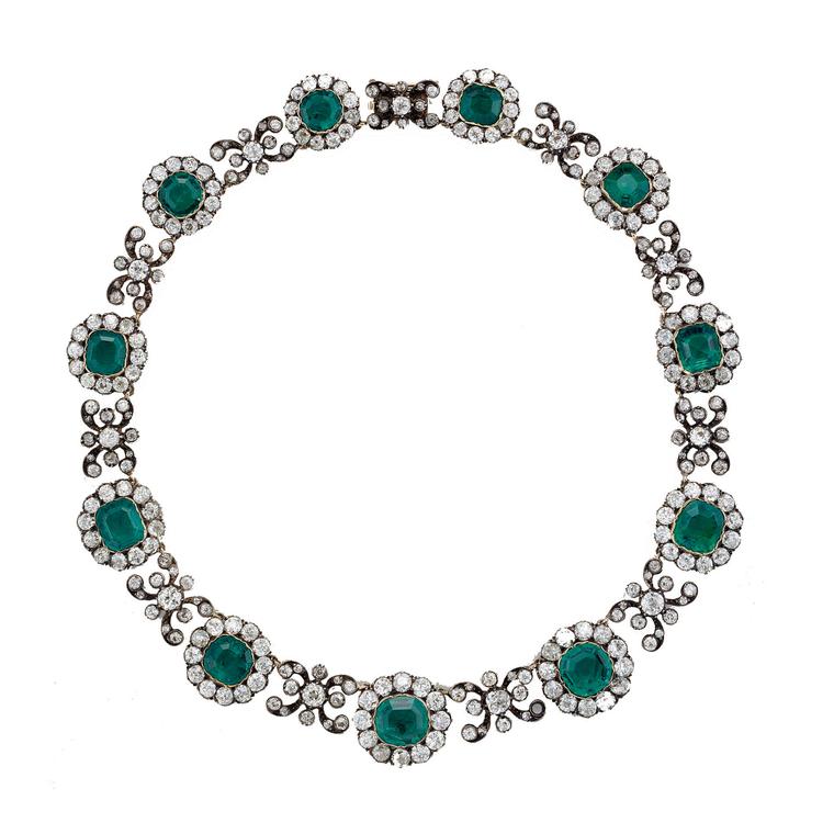 Victorian emerald and diamond necklace