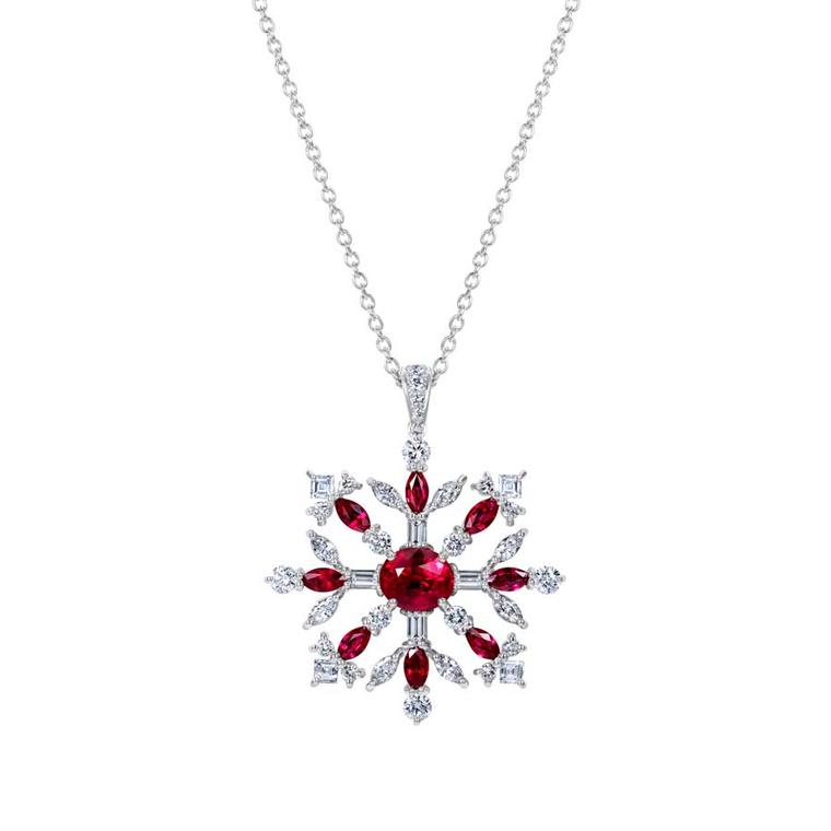 Hirsh Snowflake ruby and platinum pendant