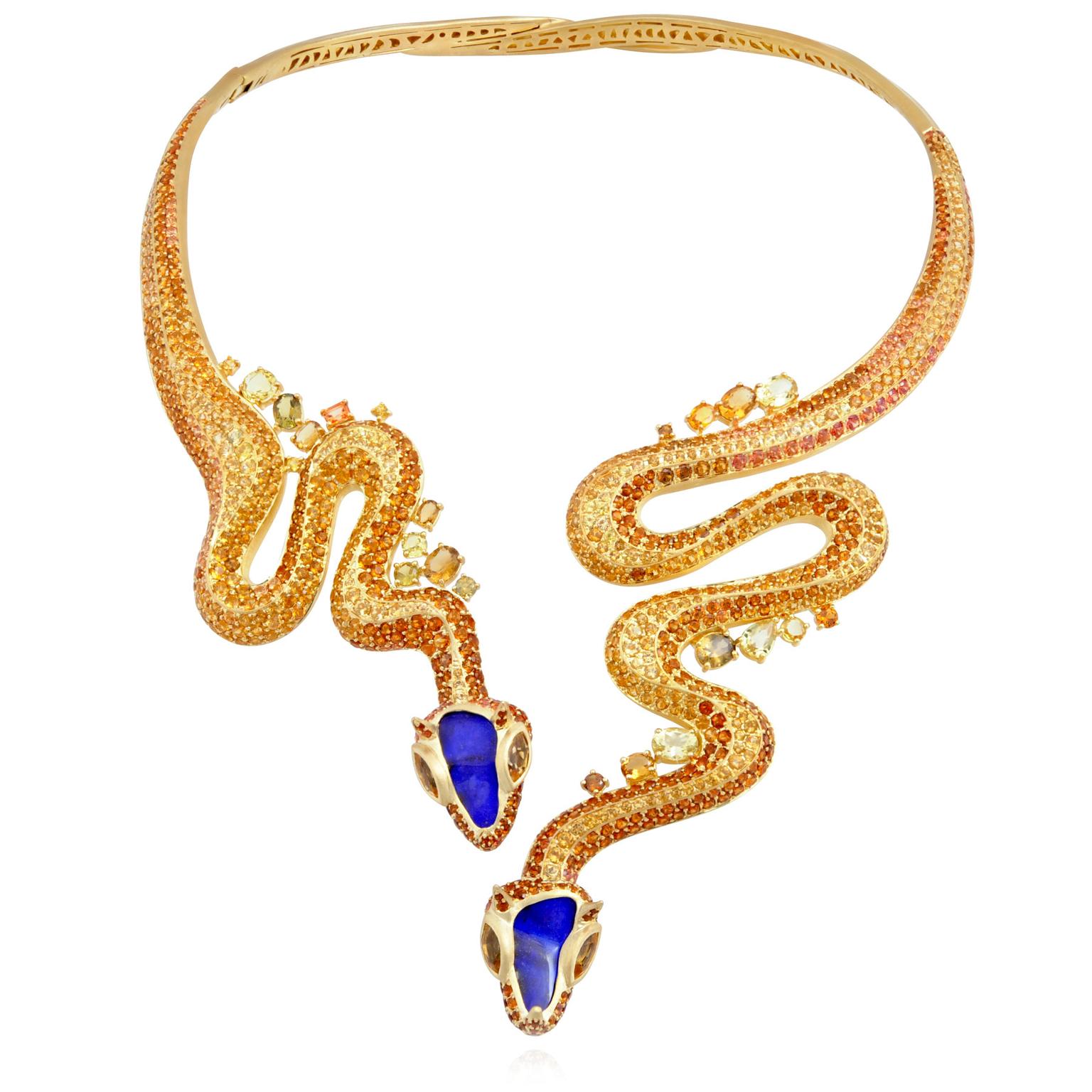Lydia Courteille Sahara Boulder opal snake necklace