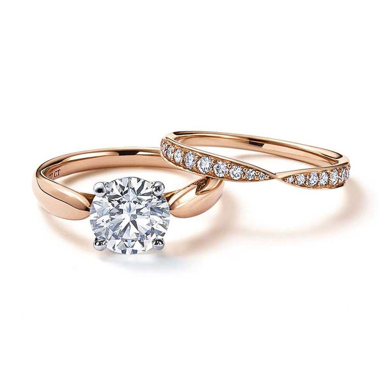 Harmony rose gold engagement ring with a central solitaire diamond