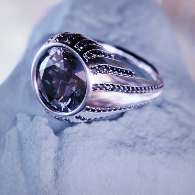 Grey spinel Signet ring by Solitaire x Alex Armen
