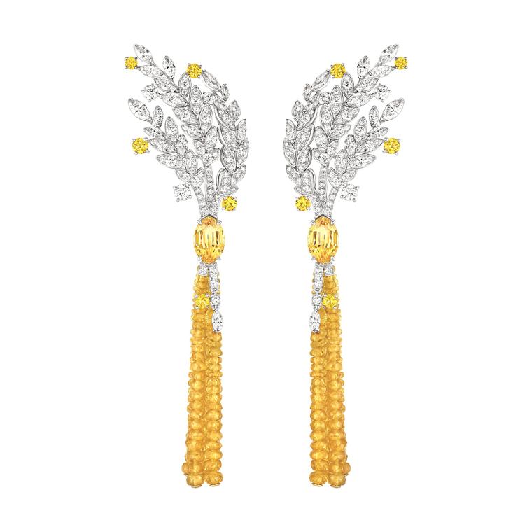 Les Blés Moisson d’Or diamond and yellow sapphire earrings 