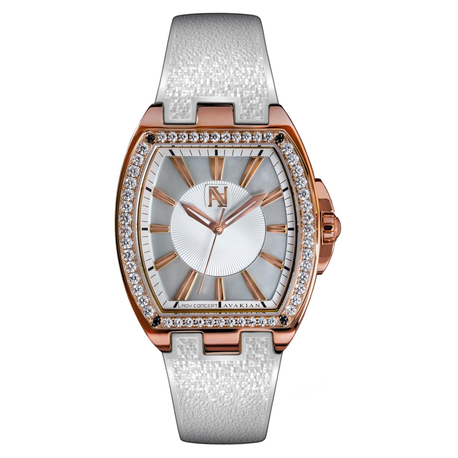 Avakian Lady Concept White watch with diamond bezel