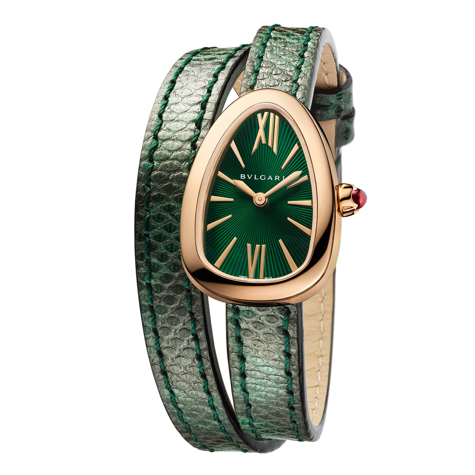 Serpenti watch in rose gold with green 