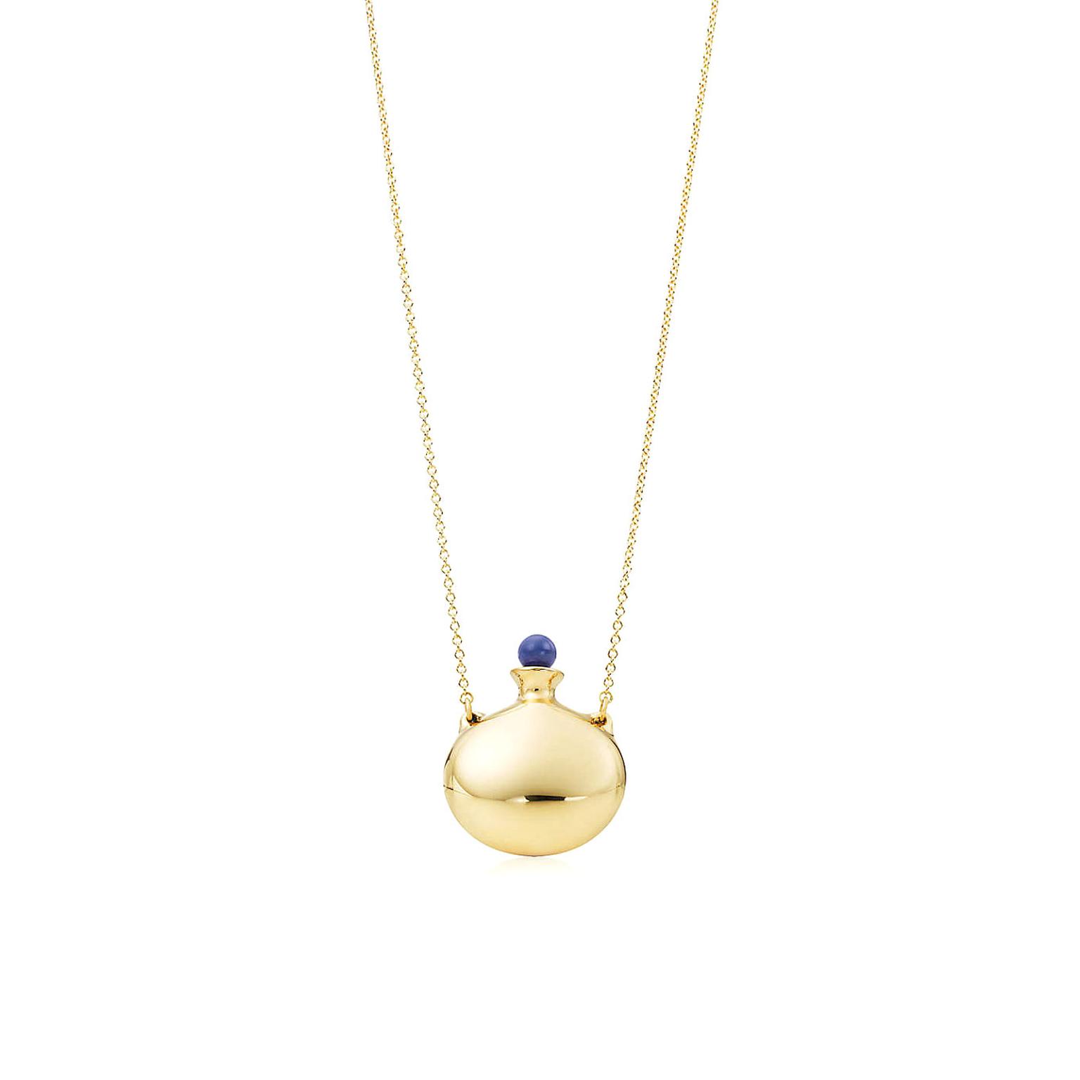 Elsa Peretti yellow gold Bottle pendant with lapis lazuli stopper