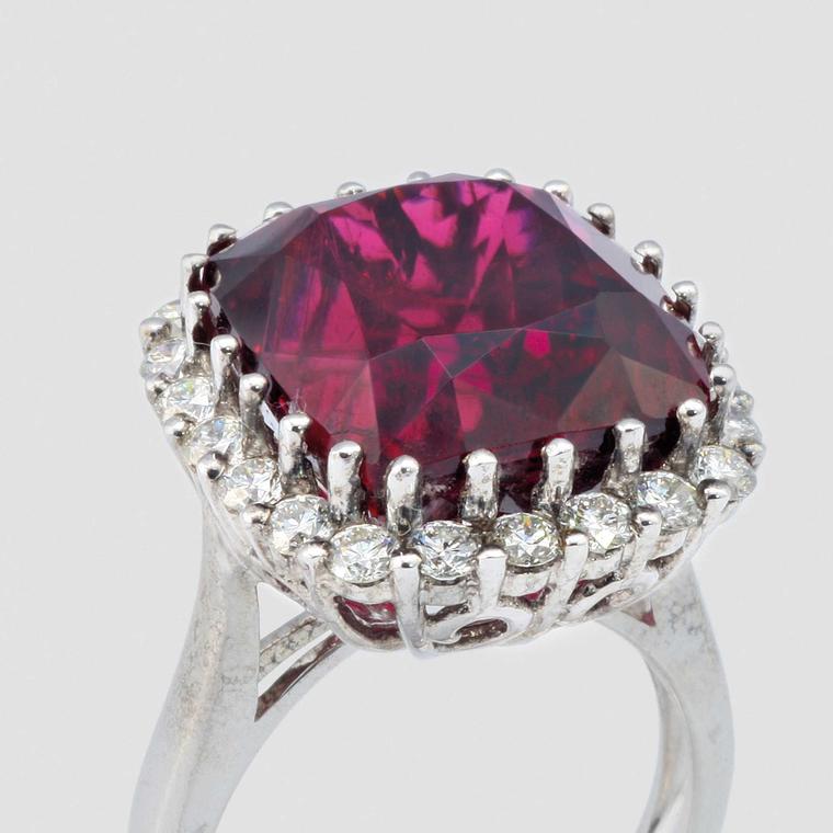 David Jerome Collection rubellite and diamond-set ring