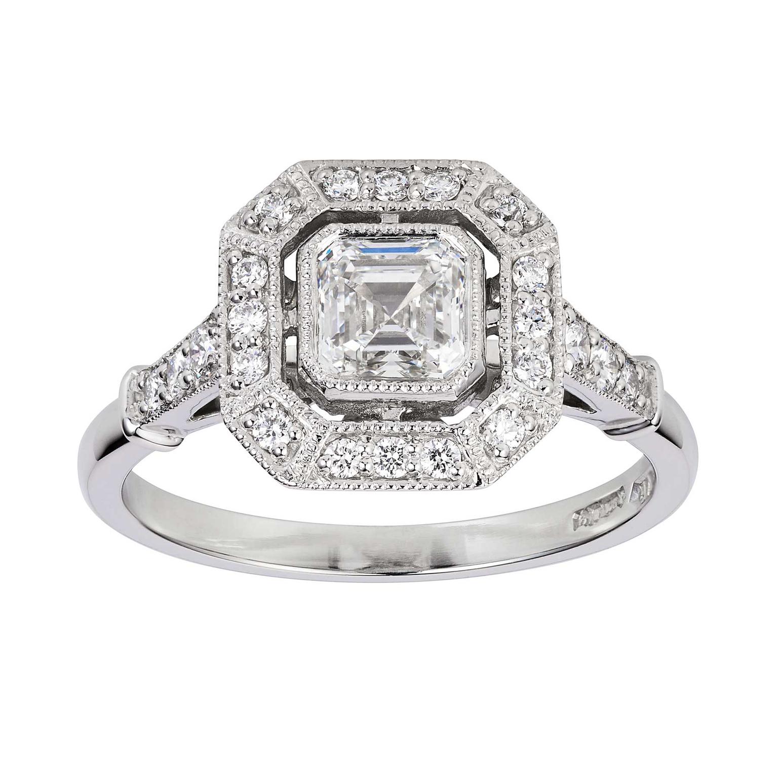cartier square cut diamond ring