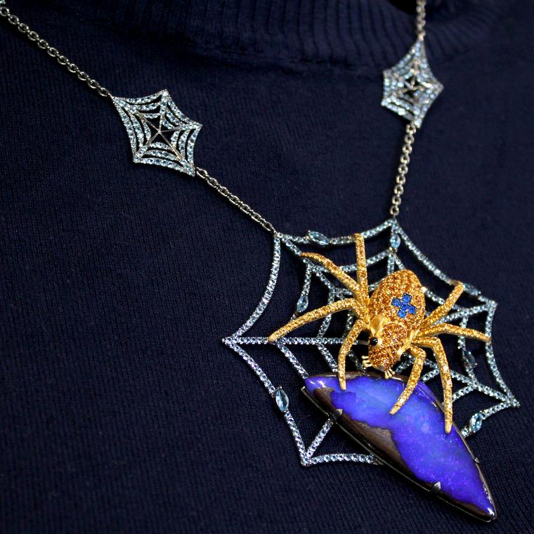 Spider Mouse Boulder opal necklace