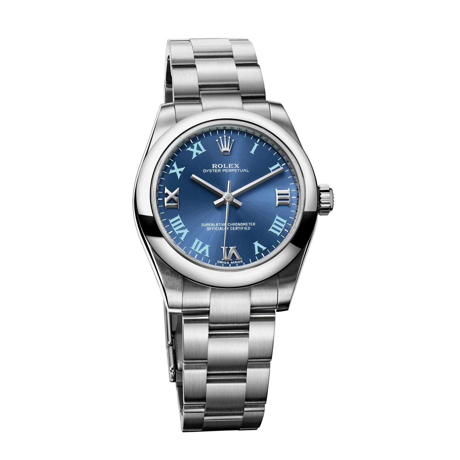 rolex watch with blue face