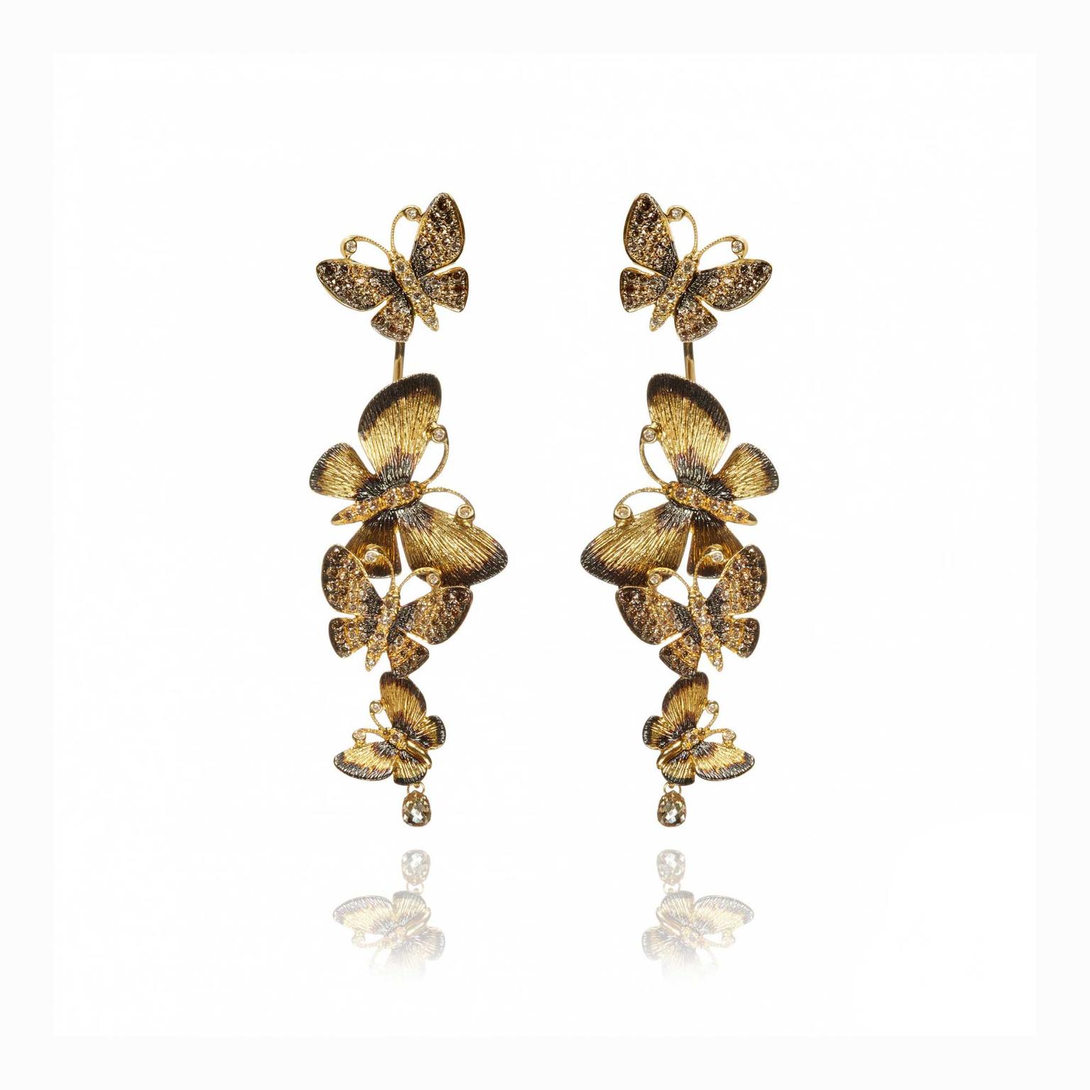 Annoushka 18ct gold butterflies drop earrings with diamonds
