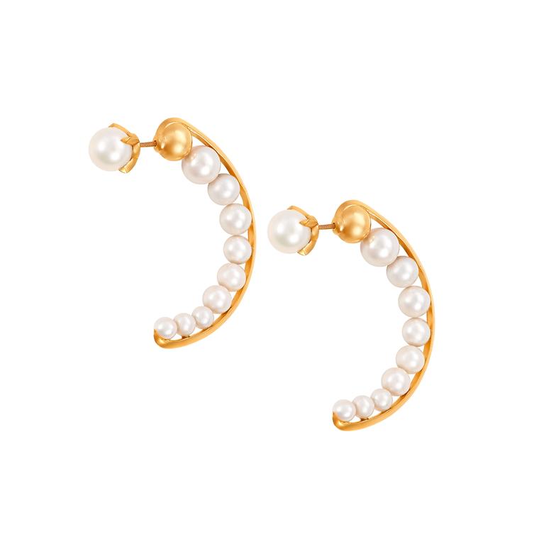 Calendis half-hoop pearl earrings