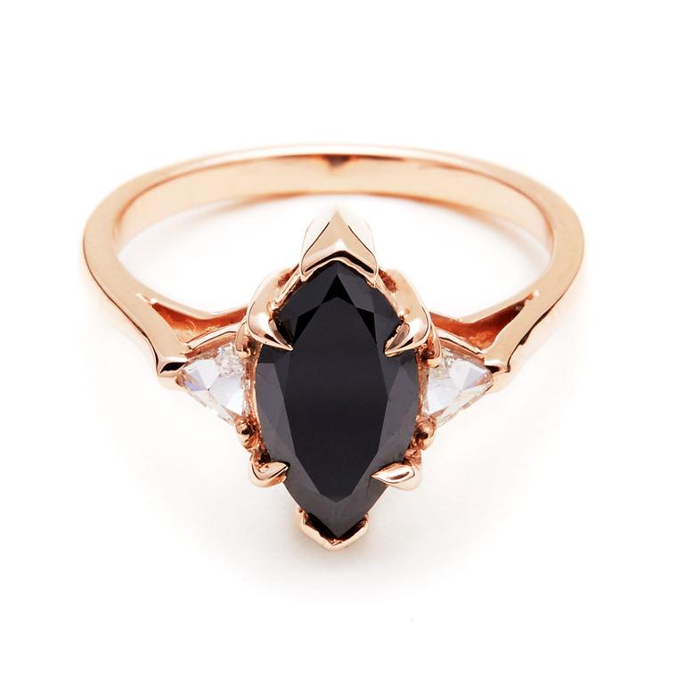 Marquise Bea black diamond engagement ring