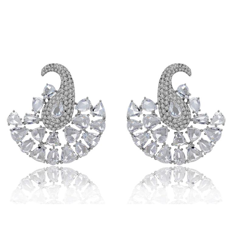 Rose-cut diamond earrings in white gold