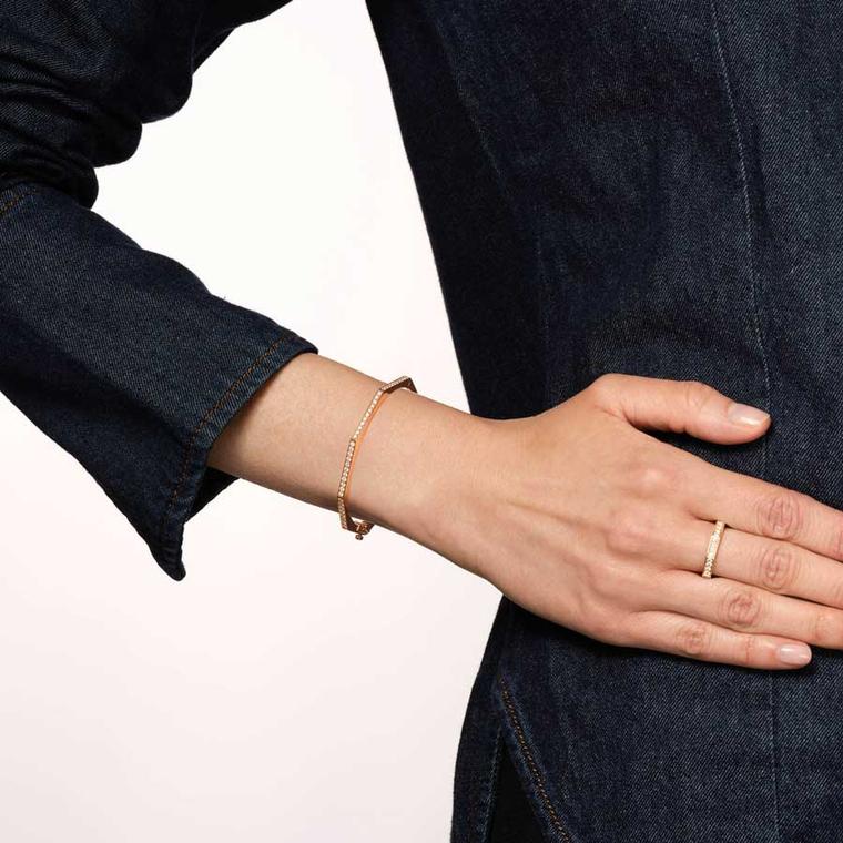 Hirsh Story rose gold and diamond bangle