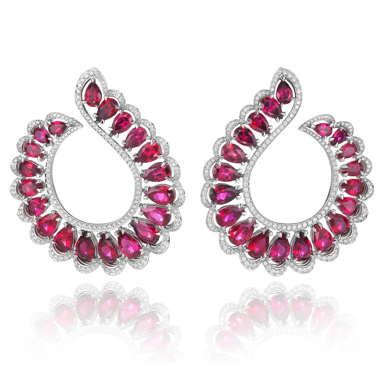 Chopard Precious pear-shaped ruby earrings