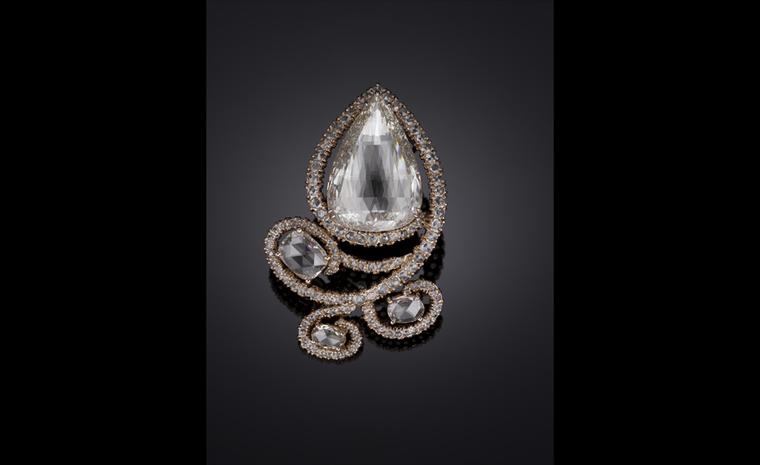 Michelle Ong. 'Supernova'. Light Brown Diamond and White Diamond Brooch in Rose Gold. POA