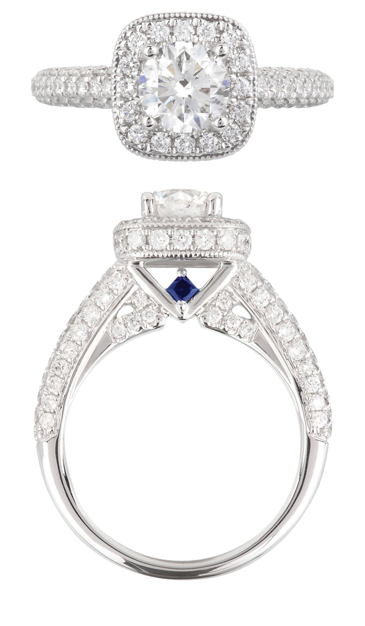 LOVE diamond and sapphire engagement 