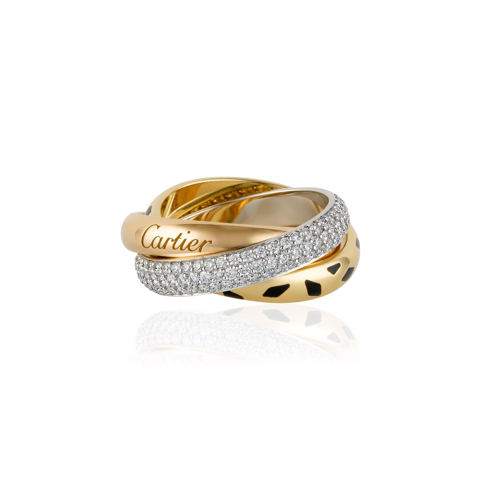 cartier triple ring with diamonds