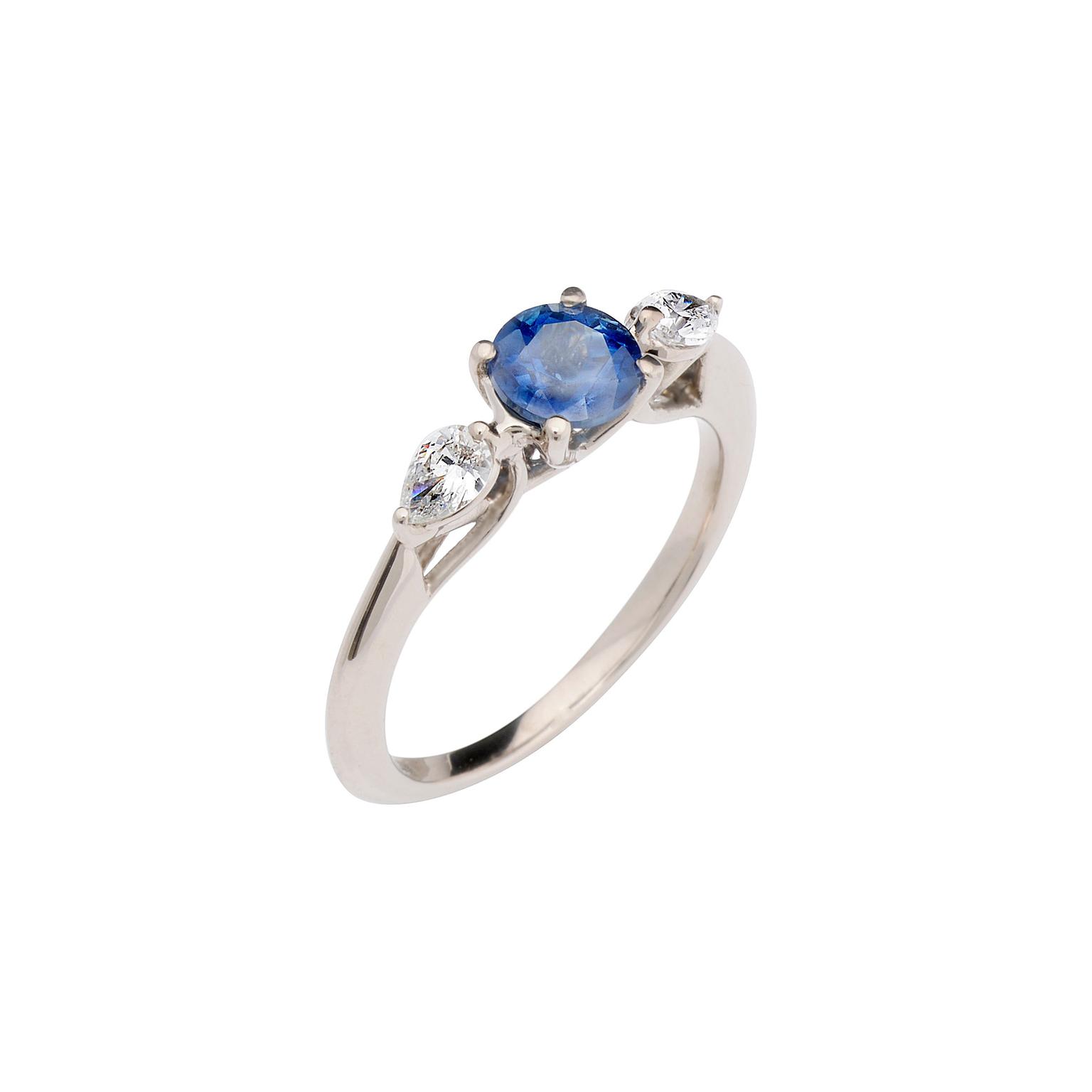Trilogy sapphire engagement ring with 