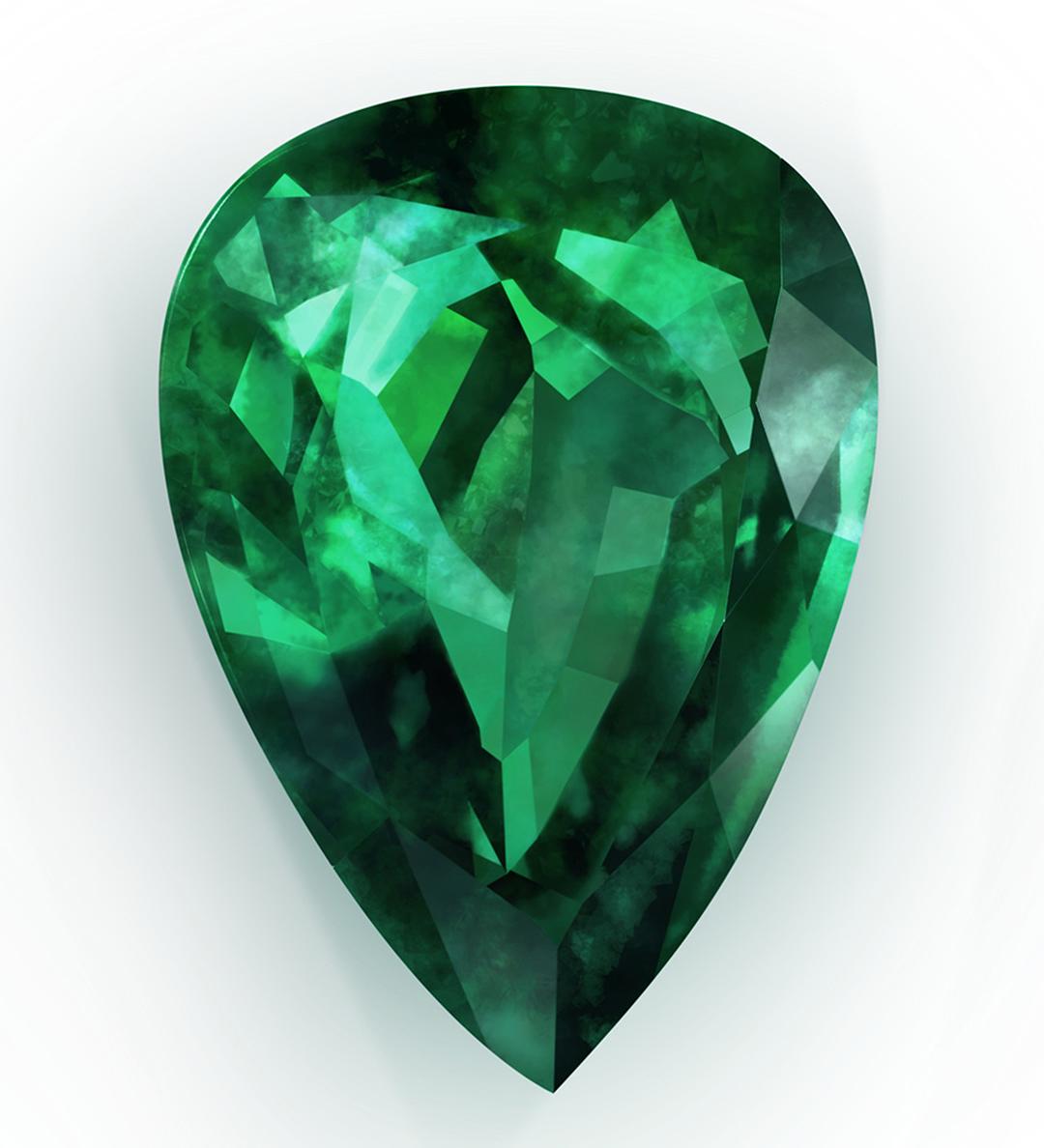 Gemfields Emerald Cut In Tear Drop Cut