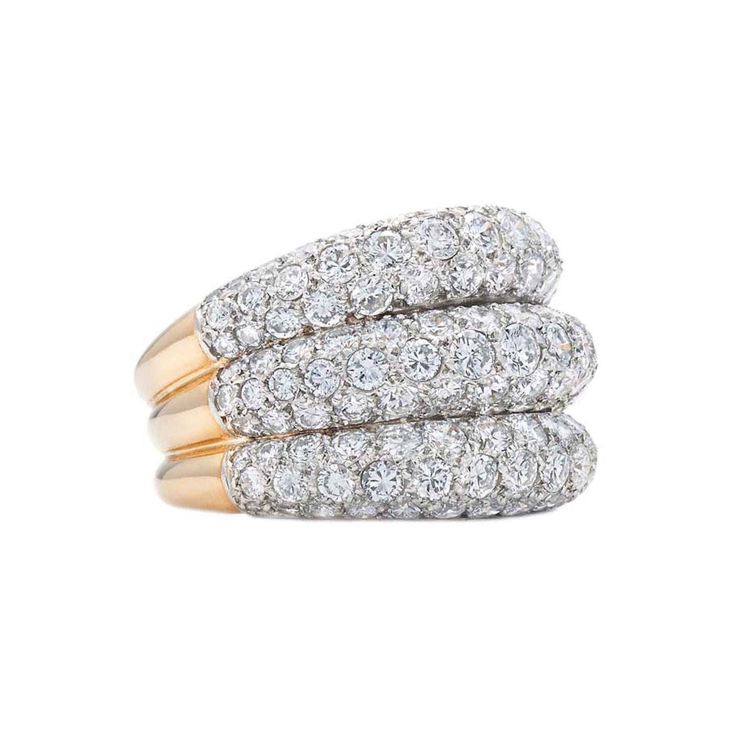 Cartier Triple Row pavé diamond ring 
