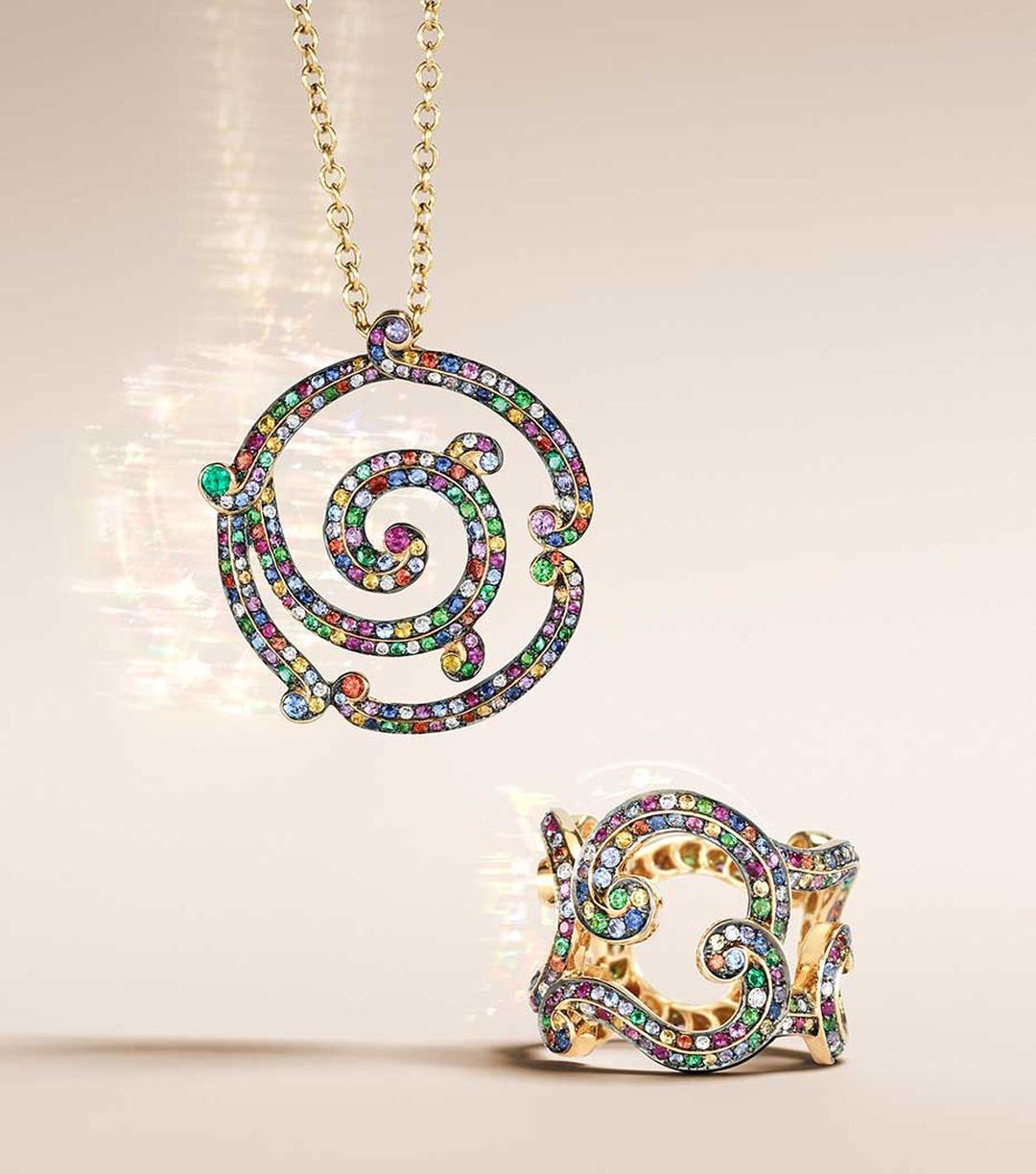 Rococo Lace multi-coloured gemstone pendant | Fabergé | The Jewellery