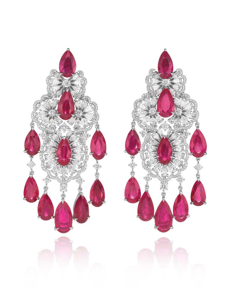 Chopard ruby and diamond earrings from the Haute Joaillerie collection.