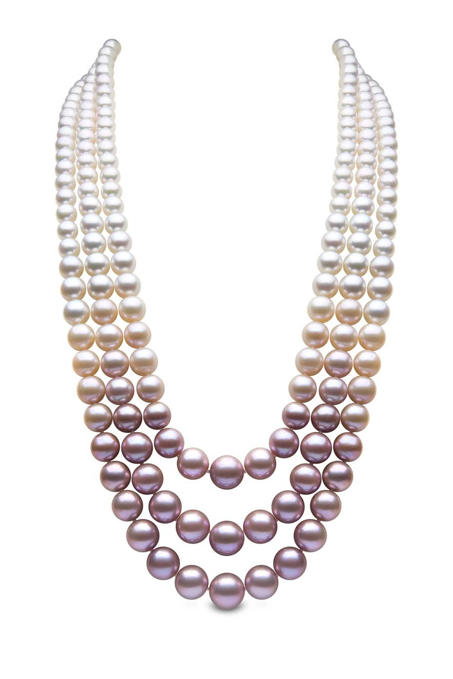 pink and grey pearl necklace