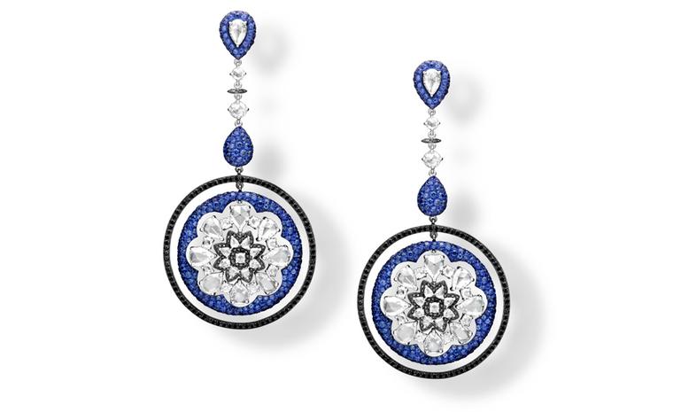 Dream Catcher earrings with sapphires and diamonds.