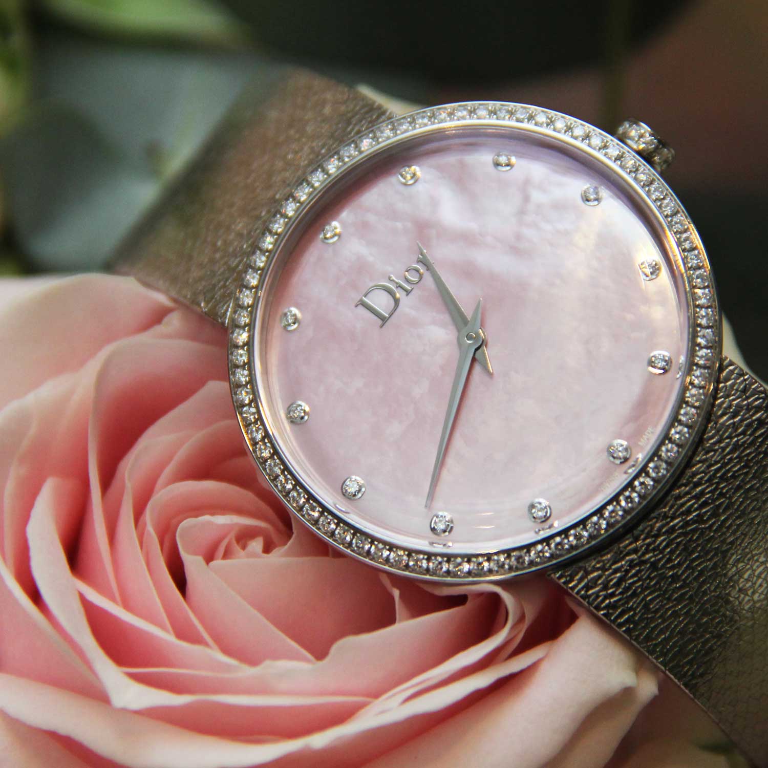 Pink mother of pearl watch hot sale