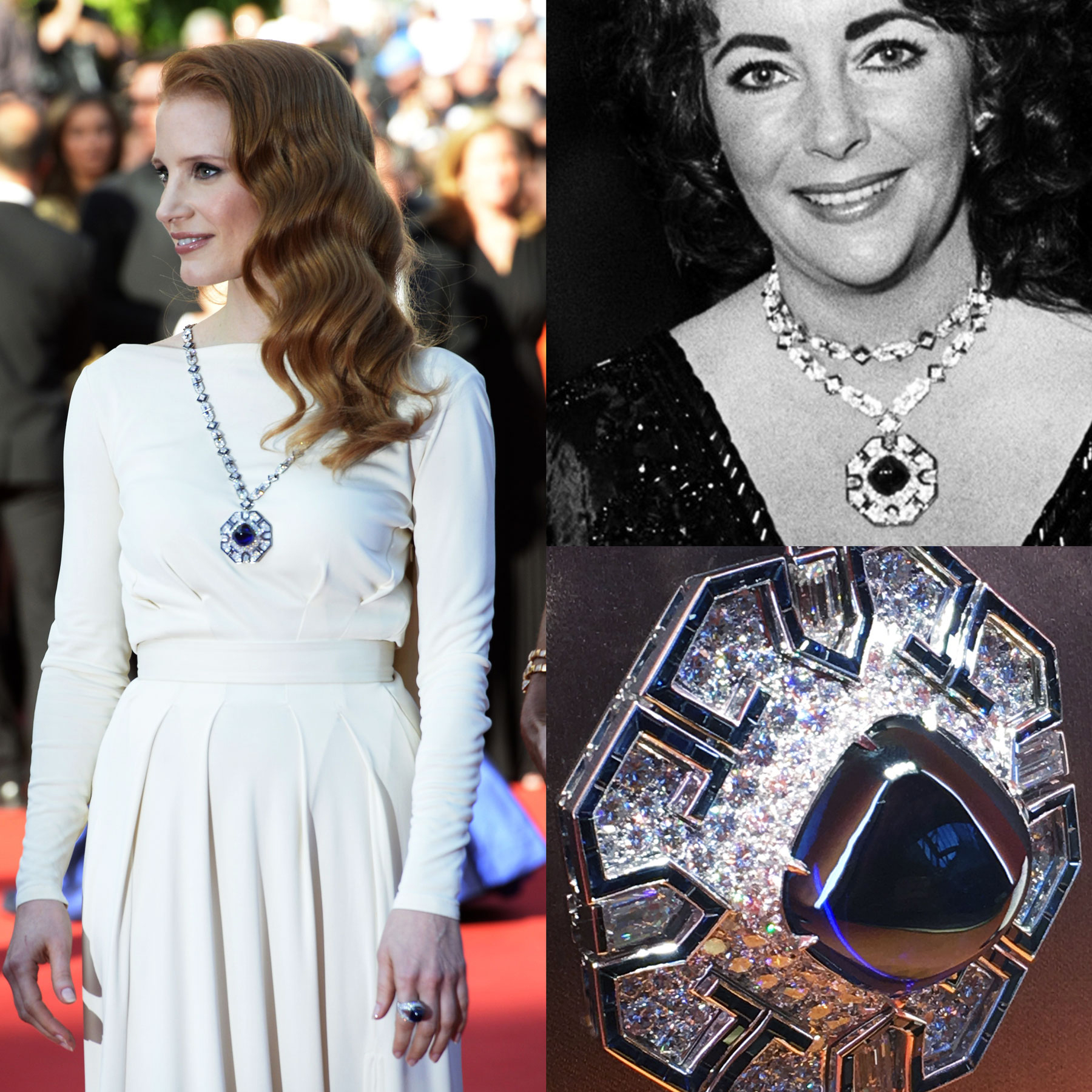 Jessica Chastain and Elizabeth Taylor wearing Taylor's