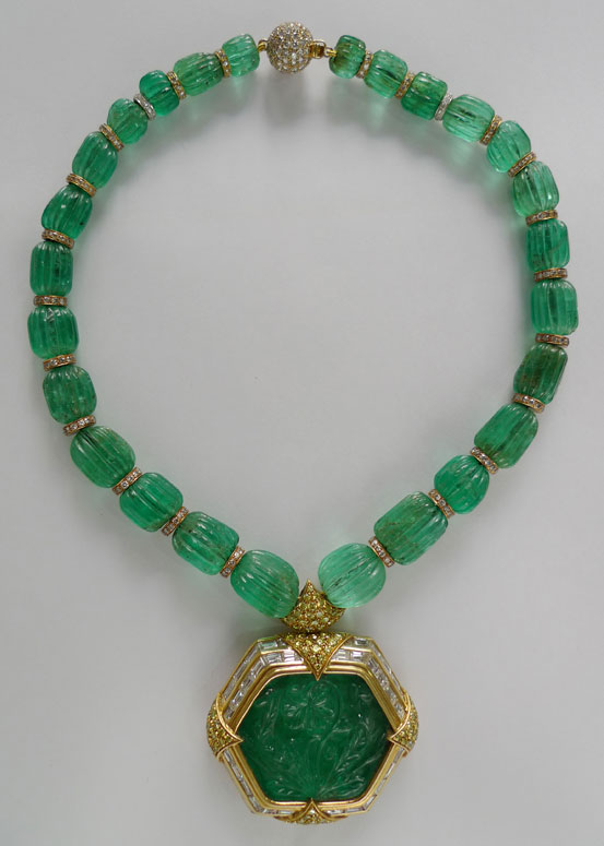 Carved clearance emerald pendant