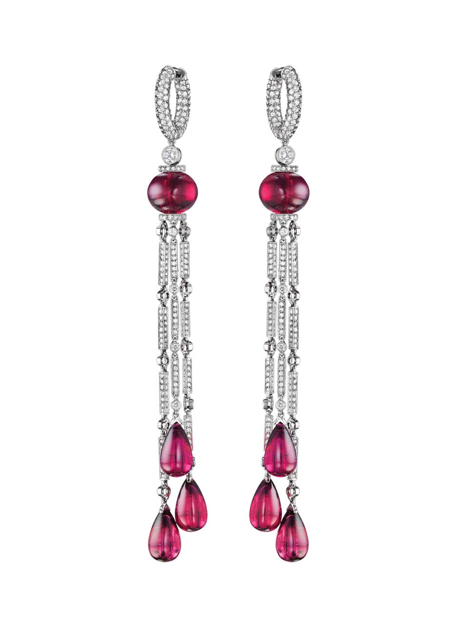 Jacob Co. Harlequin rubellite drop earrings