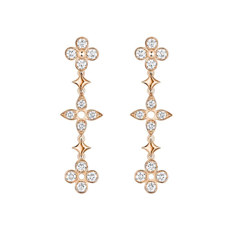 LOUIS VUITTON Goldtone Metal Pink Sweet Monogram Charms Set of Three  Earrings