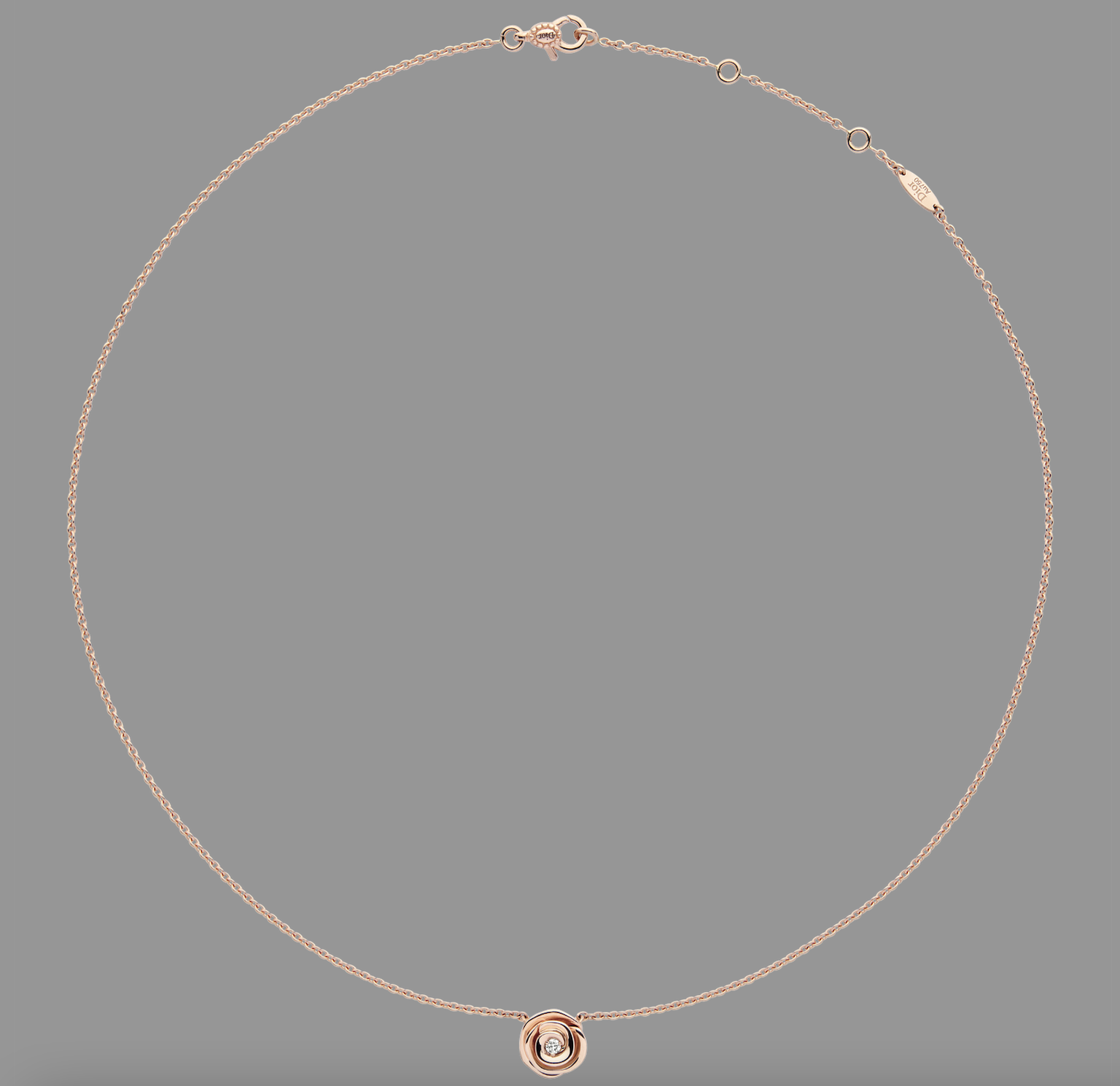 Large Rose Dior Couture Necklace Pink Gold and Diamonds