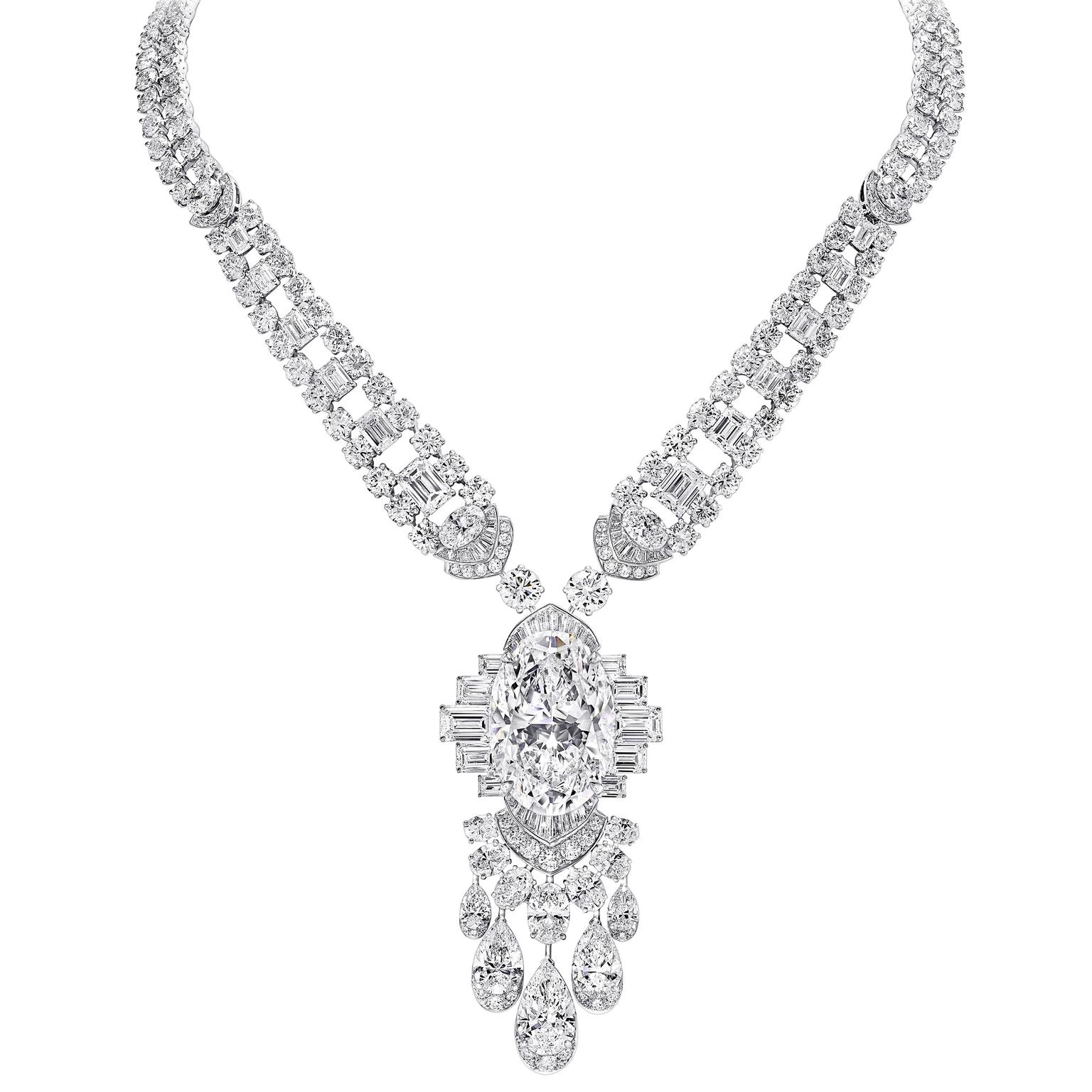 Graff Sapphire Snowflake Diamond White Gold Necklace – Opulent Jewelers