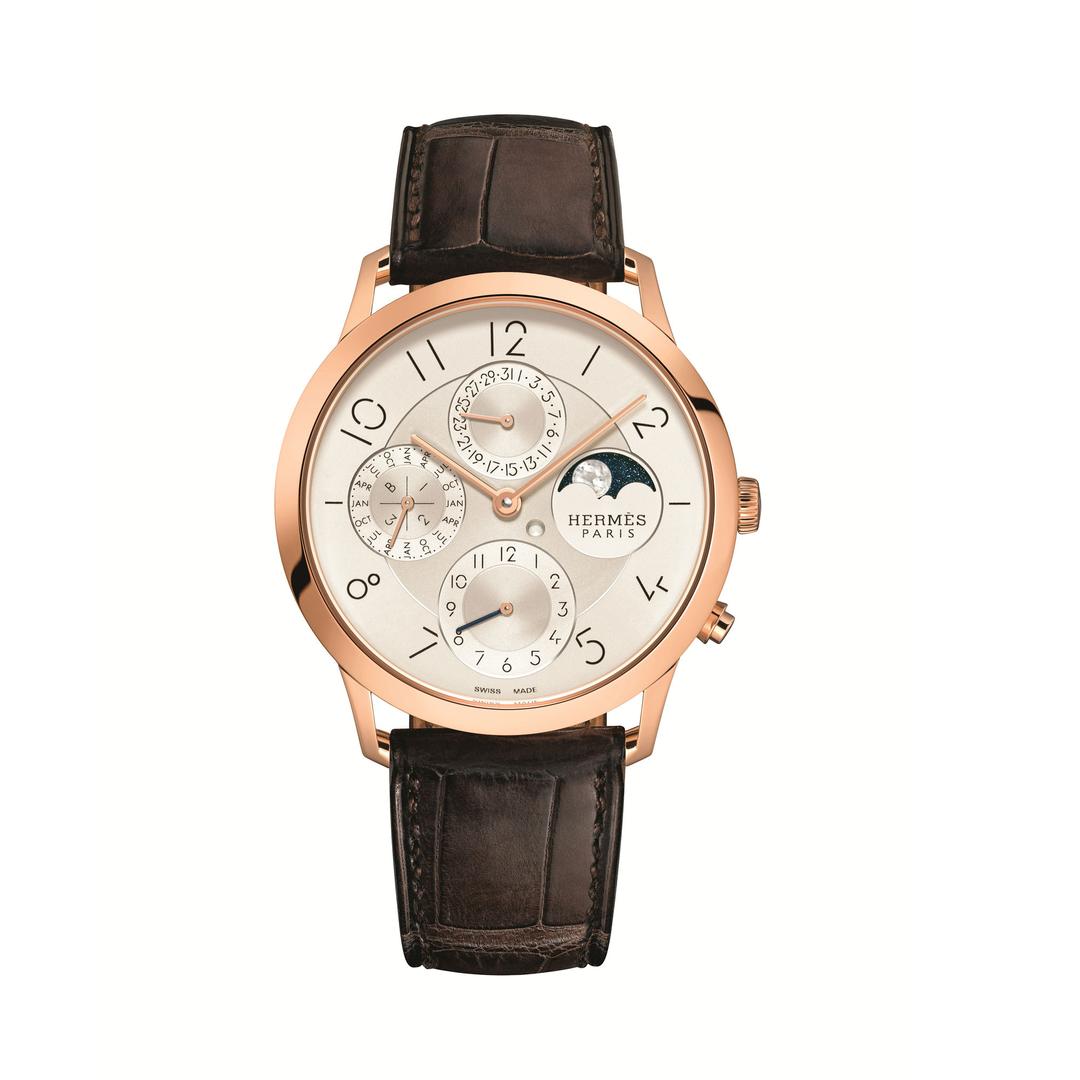 Slim d’Hermès Perpetual Calendar watch in rose gold Hermès The