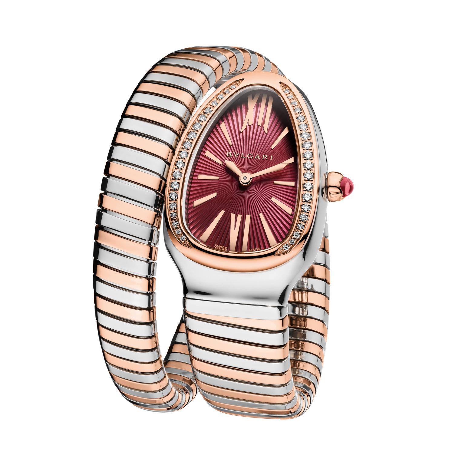 Serpenti Tubogas watch in steel and pink gold | Bulgari | The Jewellery  Editor
