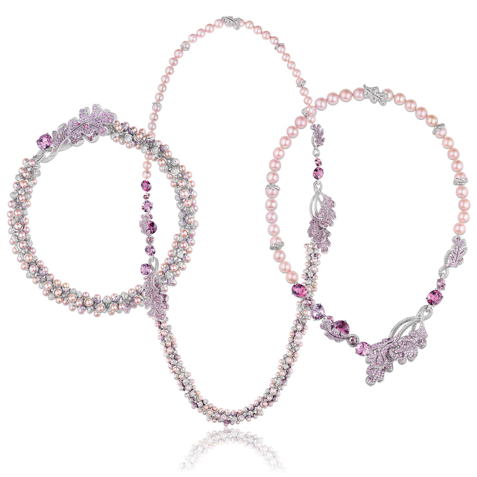 Racines Celeste transformable necklace with spinels, pearls, pink sapphires  and diamonds, Chaumet