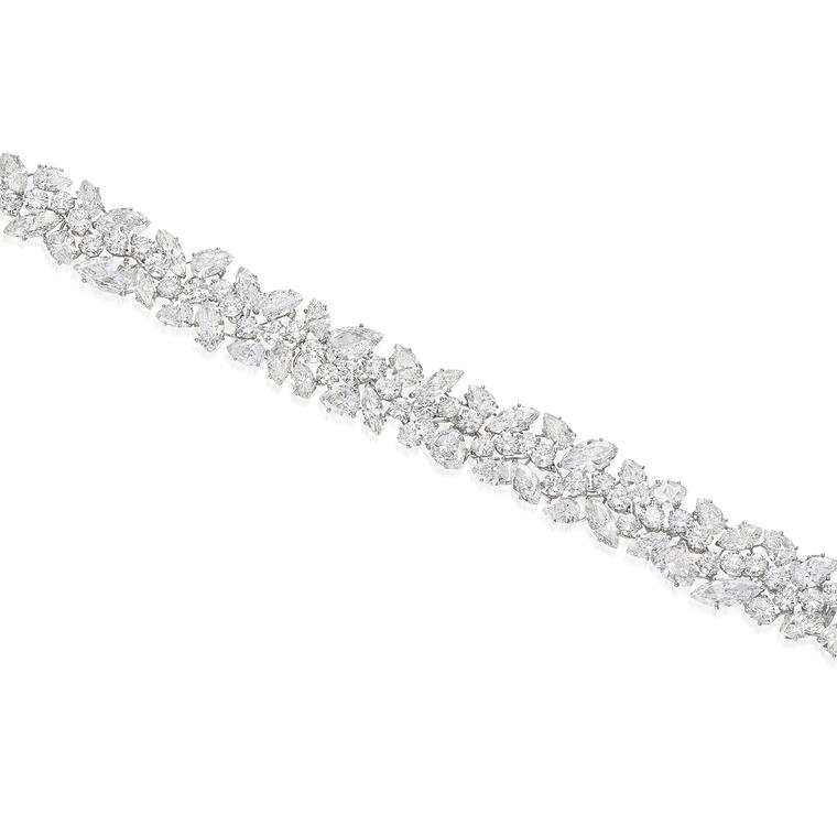 A diamond bracelet by Harry Winston with nine square-cut diamonds,... News  Photo - Getty Images