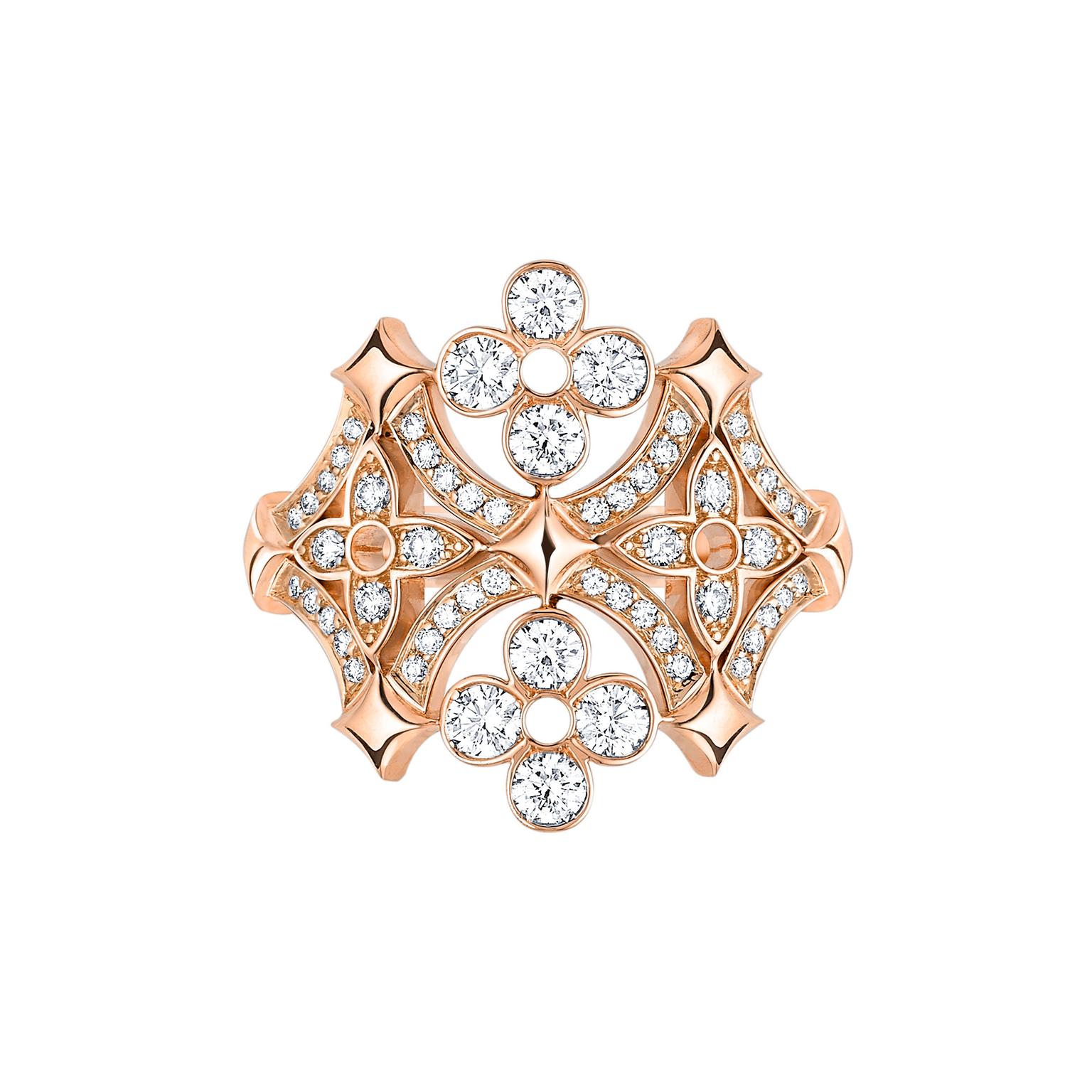 Monogram Sun diamond earrings in rose gold, Louis Vuitton