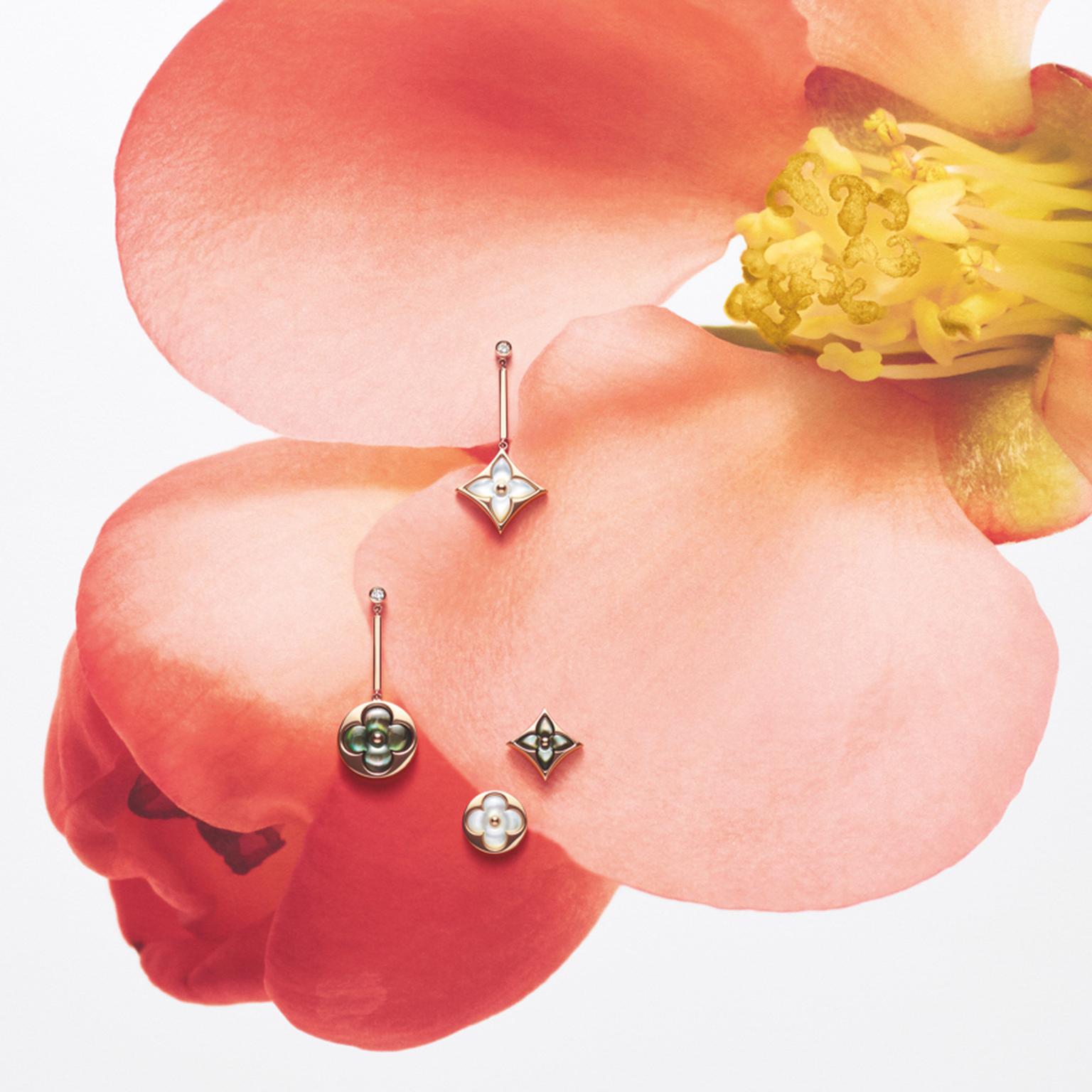 like new Louis Vuitton flower mismatch earrings