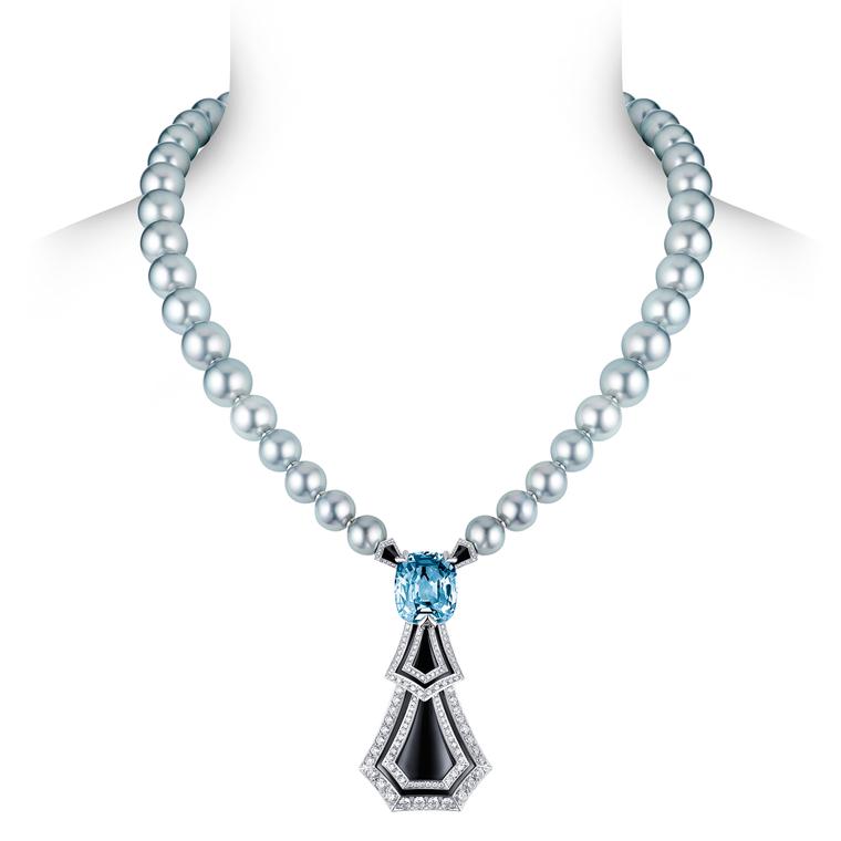 LOUIS VUITTON [1st Act - Geology]. 'DRIFT' Necklace during manufacture - 1  aquamarine of 33.49 carats, 1 yellow… in 2023