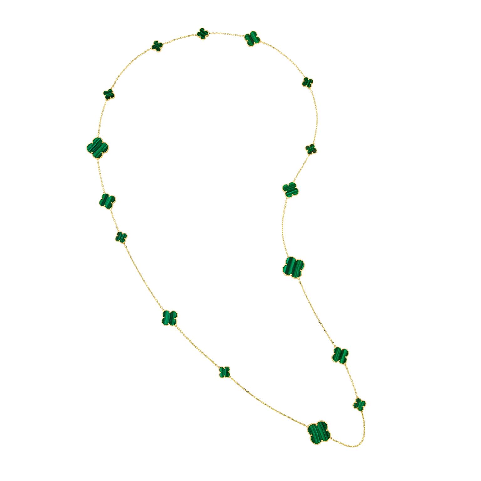 9ct Yellow Gold Malachite Four Leaf Clover Necklace | My Jewellery Shop