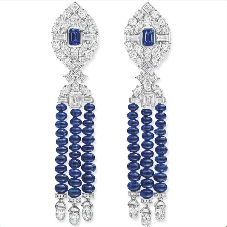 Sapphire and Diamond Draperie Earrings by Harry Winston