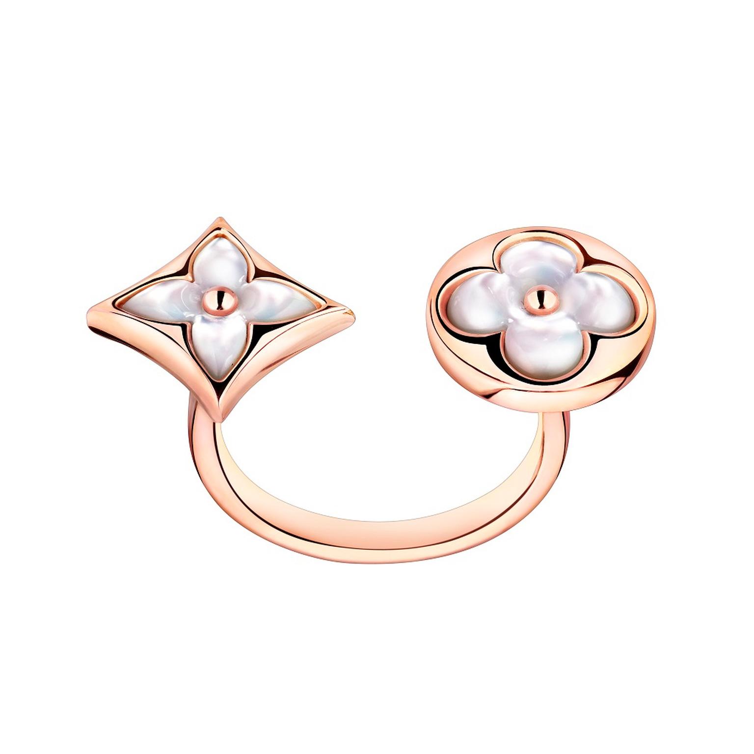 Color Blossom BB mother-of-pearl between-the-finger ring, Louis Vuitton