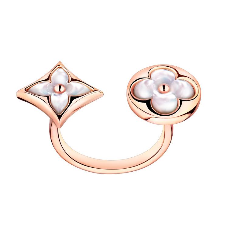 Louis Vuitton Color Blossom Mini Sun Ring, Pink Gold, Malachite and Diamond. Size 53