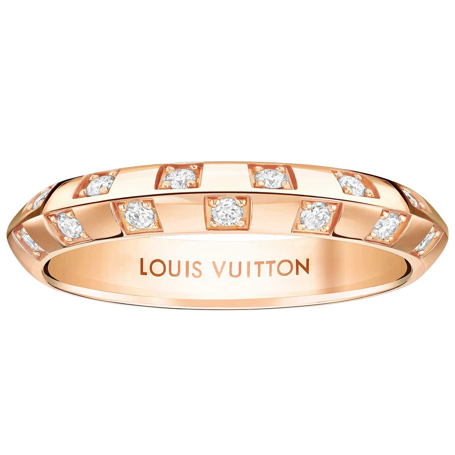 Louis Vuitton Damier ring rose gold and diamonds