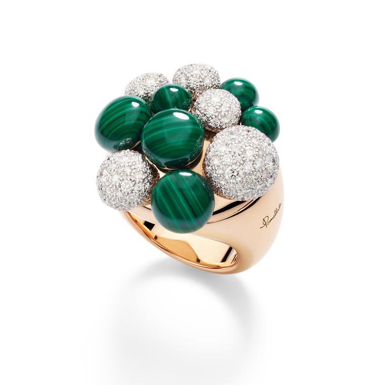 Mora ring with malachite and diamond by Pomellato